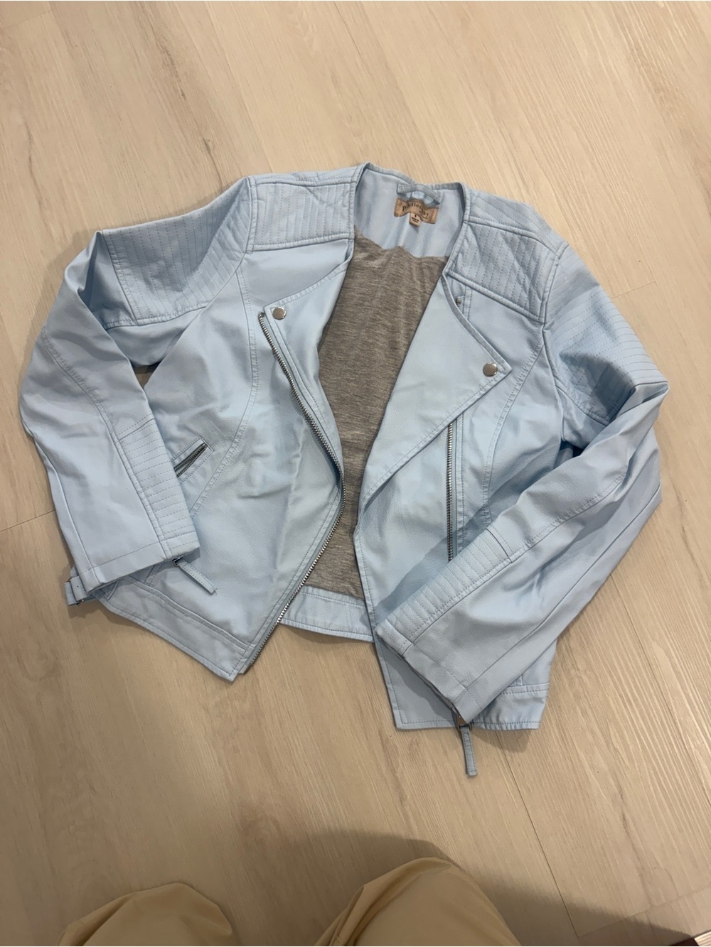 Philosophy Light Blue Girls' Faux Leather Moto Jacket